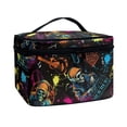 thumbnail image 2 of HELLHERO 8.86 x 6.5 x 5.9 Inches Portable Cosmetic Makeup Bag Hand-Held Skull Music Design Women Travel Makeup Bag Organizer Light with Slip-in Pockets Gifts, 2 of 6