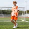 thumbnail image 3 of Amidoa Girls 2 Piece Outfits Summer Clothes Short Sleeve Cute T-Shirt and Casual Shorts Kids Clothing Sets Orange Size 7, 3 of 7