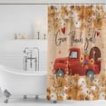 thumbnail image 3 of Red Truck Fall Shower Curtain, Waterproof Shower Curtains for Bathroom, Thanksgiving Botanical Pumpkins Leaves Washable Fabric Bathtub Curtain Set Bath Decor with 12 Hooks 72"x78", 3 of 8