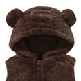 thumbnail image 4 of IVEYRTF Childrens Winter Fleece Lined Sleeveless Hooded Jacket Boys and Girls Solid Color Zipper Vests for Warmth Comfortable Lightweight Outerwear Indoor Casual Wear(Brown,5-6 Years), 4 of 5