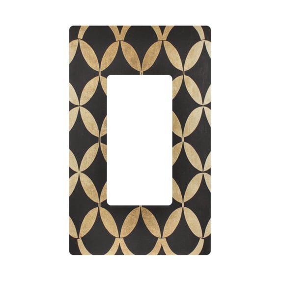 Yayeee Rocker Switch Wall Plate 1-Gang 4.6"x2.9" Home Decorative Outlet Cover, Black Geometric