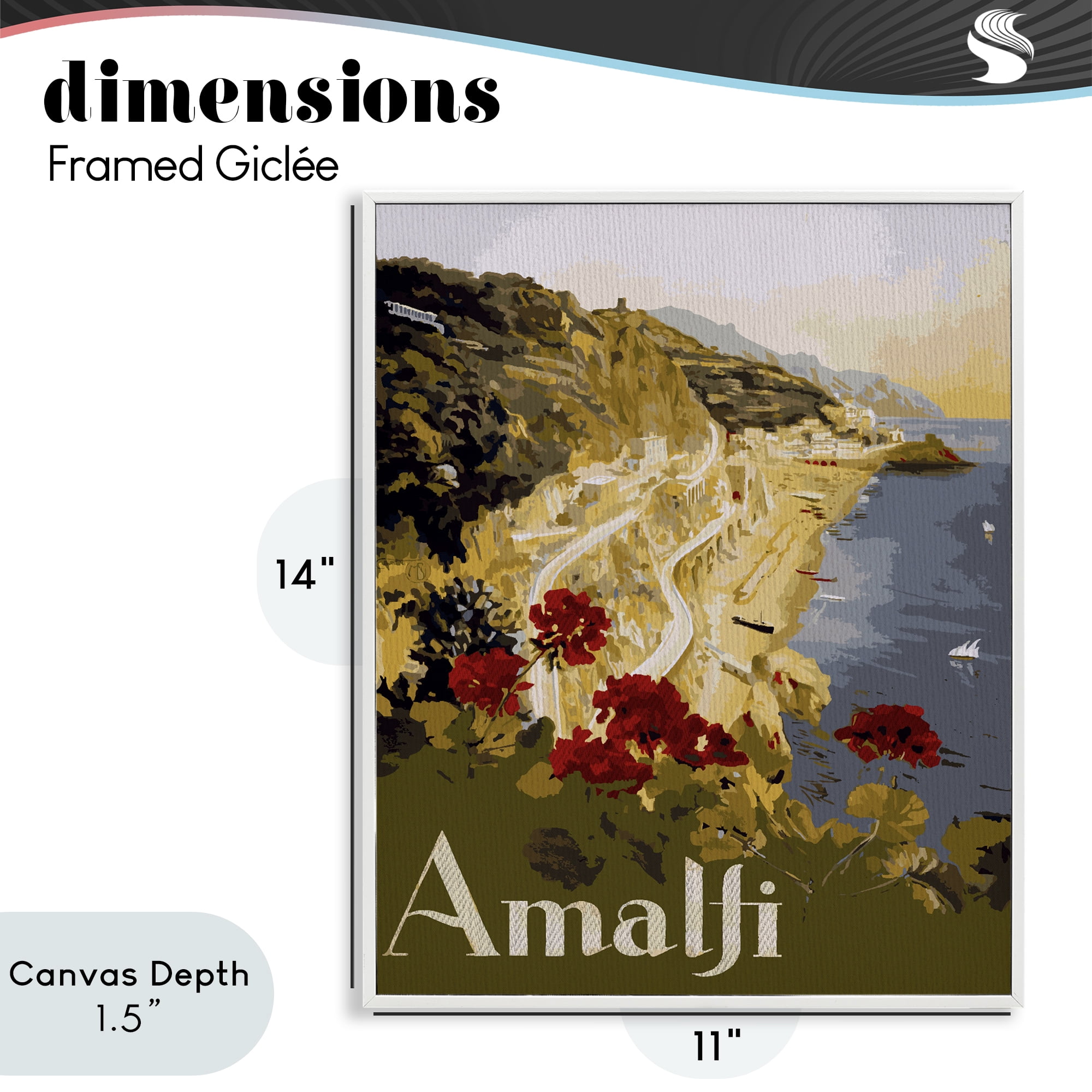 Stupell Industries Picturesque Amalfi Coast White Framed Giclee Art, design by Lil' Rue