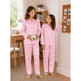 thumbnail image 3 of Beezizac Girls Pajama Pink Bow & Heart Cozy Satin Silky 2-Piece Long Sleeves Winter PJS Kid Jammies Size 14, 3 of 6