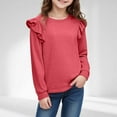 thumbnail image 2 of Linfrsh Long Sleeve Shirts for Girls Girls Long Sleeve Tees Girls' Soft T-Shirts Kids Basic Crewneck T-Shirts Top for Teen Youth Girls Red,11-12 Years, 2 of 5