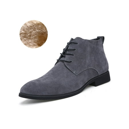 

Ritualay Men Ankle Boot Lace Up Dress Bootie Casual Chukka Boots Lightweight Non Slip Winter Shoes Office Driving Plush Lined Booties Gray With Plush 5
