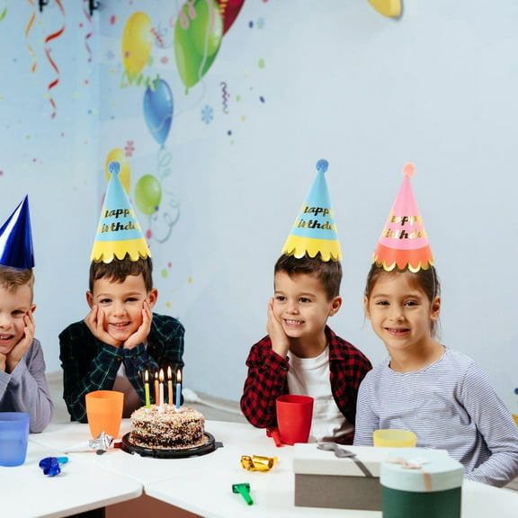 WHAMVOX Hemoton 10pcs Birthday Party Hats for Kids Cone Shape Headwear