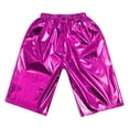 thumbnail image 4 of YONGHS Kids Boys Girls Shiny Metallic Hip Hop Dance Shorts Loose Performance Shorts Hot Pink 5-6, 4 of 5