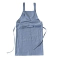 thumbnail image 4 of Delantal de lino, delantal de doble hombro, delantal de cocina, delantal de cocina, cocina casera, con bolsillo para pintar, cafetería, barbacoa, horn Azul, 4 of 9