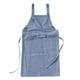 thumbnail image 4 of Delantal de lino con babero de bolsillo, delantal de floristería, delantal informal de cocina para el hogar, delantal suave para barbacoa, Azul, 4 of 9