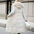 thumbnail image 4 of Black and Friday Clothing Sales Idoravan Women's Quilted Puffer Coat,Women's Fall and Winter Long Sleeved Warm Cotton Jacket Bread White XXXXL, 4 of 4