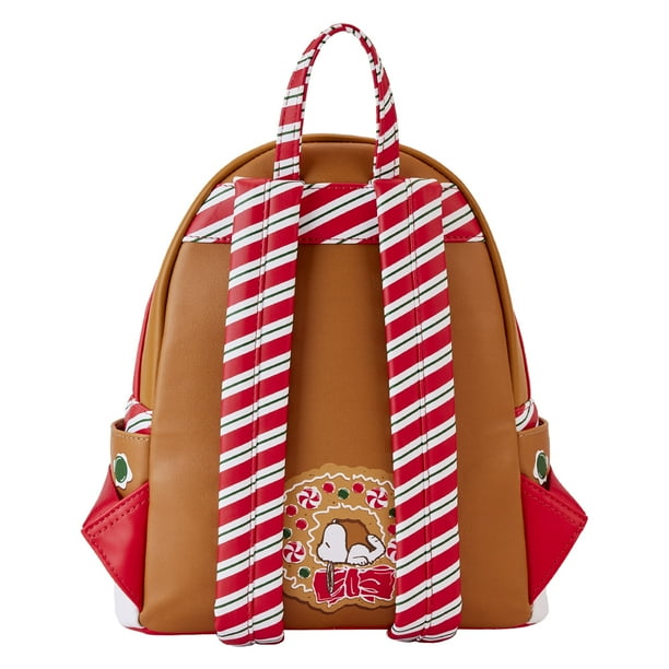 Peanuts Brown Candy Gingerbread Mini Backpack with Red & Green Accents Peanuts Loungefly Snoopy Gingerbread Mini Backpack – Festive  main image 3