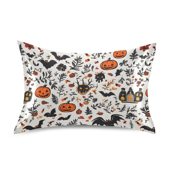 Halloween Themed Elements Pillowcase Standard Size Luxury Silky Soft Wrinkle Resistant Envelope Closure 20x26in
