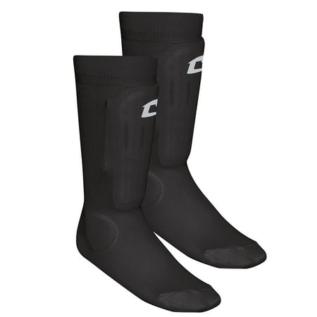 CHAMPRO Sock-Style Shin Guard, Medium/Large, Black