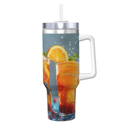 

Bingfone Refreshing Fruit Infused Drinks for 40 Oz Stainless Steel Travel Mug Double Wall Water Coffee Cup for Home Office Outdoor Works Great for Ice Drinks and Hot Beverage