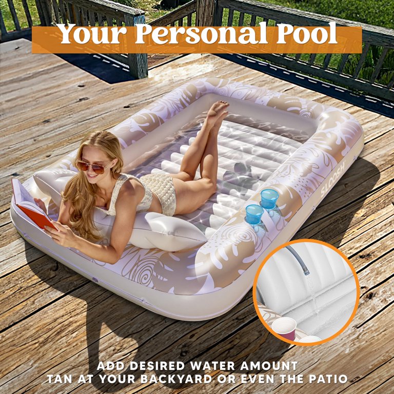 SLOOSH Inflatable Tanning Pool Lounger Float for Adults, 70
