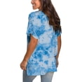 thumbnail image 3 of CHUANK Womens Plus Size Tops Clearance Womens Plus Size Gradient Color V-Neck Short Sleeve T-shirt Tops Blouse, 3 of 8