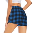 thumbnail image 3 of Xecao's Blue Black Plaid for a double-layer running short for women, perfect for gym, tennis, and more, featuring a convenient pocket., 3 of 9