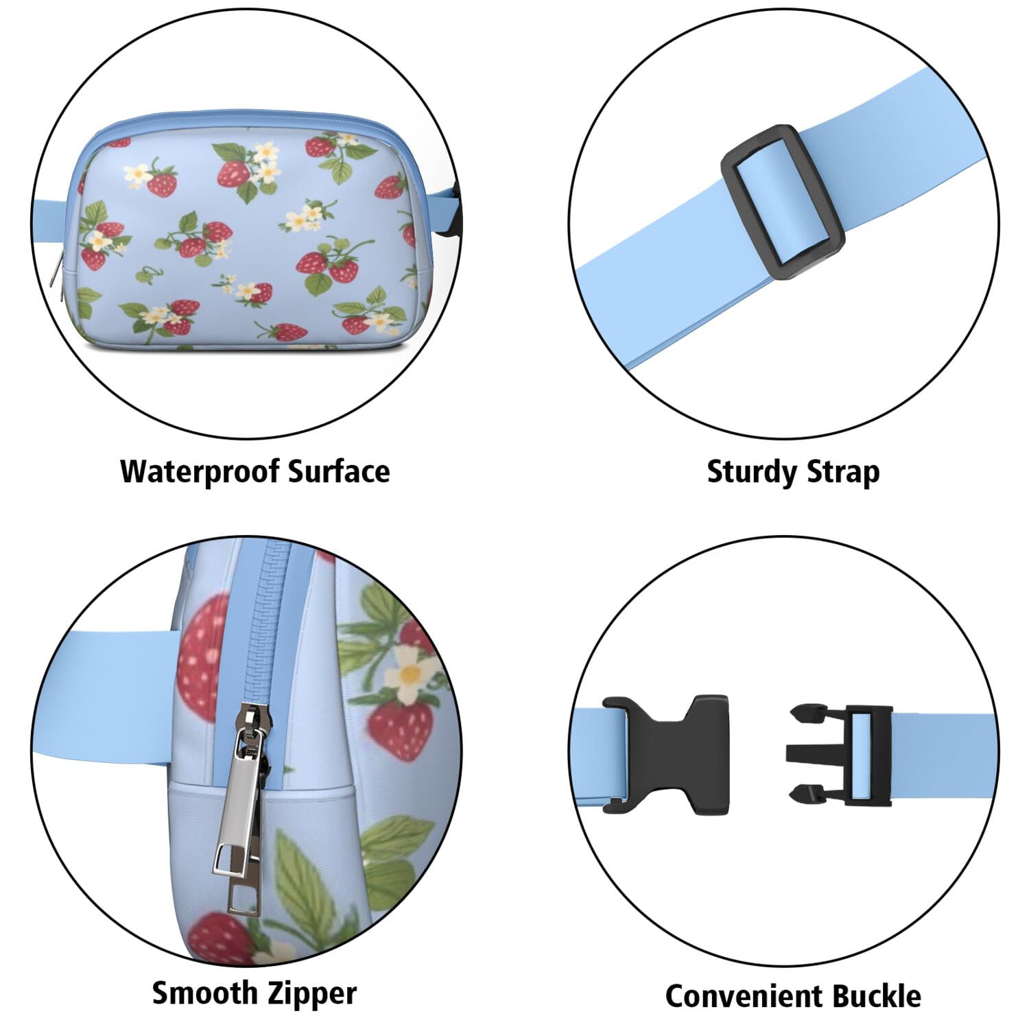 Waist Bag Fashion Waist Packs Bag with Adjustable Strap Strawberry Fruit Waterproof Everywhere Crossbody Belt Bag for Outdoor Sports Strawberry Fruit