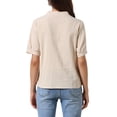 thumbnail image 3 of Summer Tops for Women Cotton Floral V Neck Short Sleeve Shirt Embroidered Blouses Tunic 2XL Beige, 3 of 6