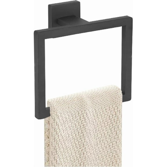 Towel Ring - Thicken 304 Stainless Steel Towel Holder, Towel Racks for Bathroom, Square Modern Design Hand Towel Holder, Contemporary Hand Towel Bar - Black