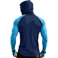 thumbnail image 3 of Men's UPF 50+ Sun Protection Compression Hooded Shirt, Slim Fit Long Sleeve Color Block Rash Guard with Integrated Face Mask for Fishing and Hiking, 3 of 6