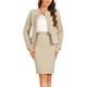 thumbnail image 1 of Conjunto de falda de negocios INSPIRE CHIC para mujer, 2 piezas, chaqueta de blazer de manga larga, falda lápiz, M, albaricoque oscuro, 1 of 5