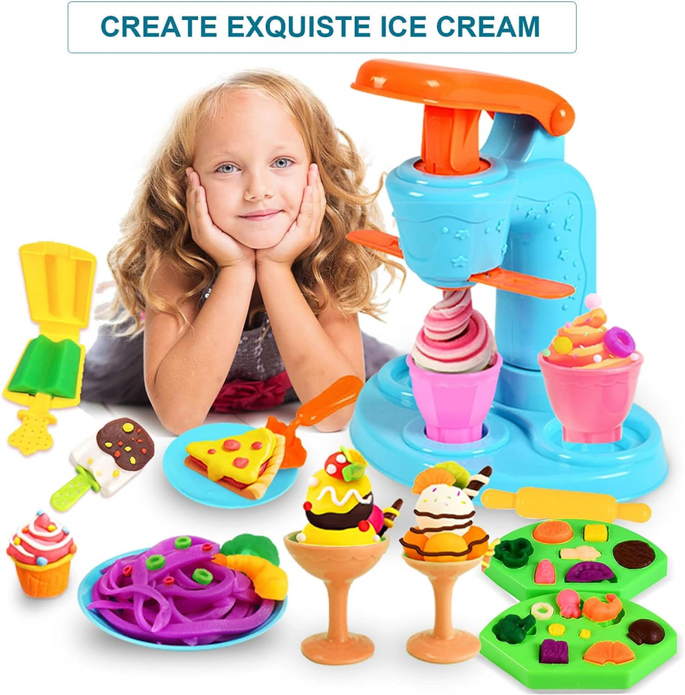 34pcs Play Dough Ice Cream Maker for Kids, Kids Ice Cream Maker ...