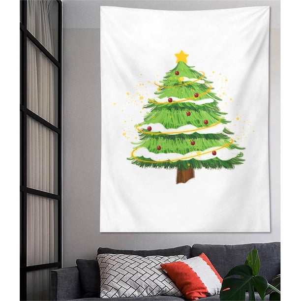 Tapices, Tapiz Colgante de Pared Decoración Navideña Tela Colgante Fiesta Vacaciones Árbol de Navidad Fondo Tela Regalo una Cenefa