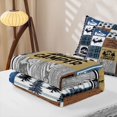 thumbnail image 5 of Erosebridal Happy Camping Camper Zipper Full Size Comforter Sets with Fitted Sheet and 2 Pillowcases, RV Plaid Zipper Bedding Set, Blue Brown, 5 of 7
