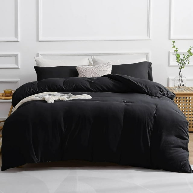 Duvet Cover Queen Piece Prewashed Ultra Soft Queen Bedding Set Features Zipper Closure and Corner Ties Includes Duvet Cover x & Pillowcases No Comforter