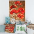 thumbnail image 2 of Designart ' Red Blossoming Poppies Over Wild Brown II ' Traditional Canvas Wall Art Print, 2 of 4