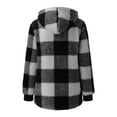 thumbnail image 5 of Sanbonepd Women's Plush Coat Long Sleeve Plaid Hooded Zipper Loose Fleece Jacket, 5 of 5