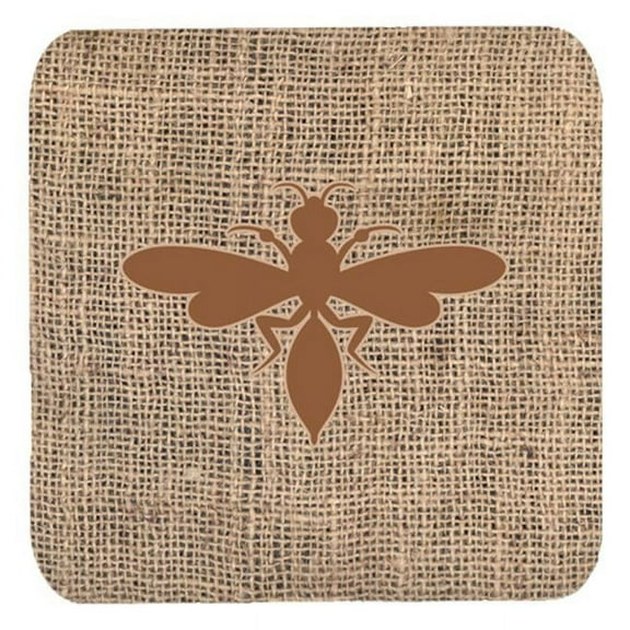 Wasp Burlap and Brown Foam Coasters, Set - 4