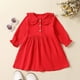 thumbnail image 2 of Odeerbi Niñas Cuello Peter Pan Vestido de Algodón Primavera Otoño Vestido de Manga Larga 0-3 Años Niñas Cuello Redondo Sólido, 2 of 9