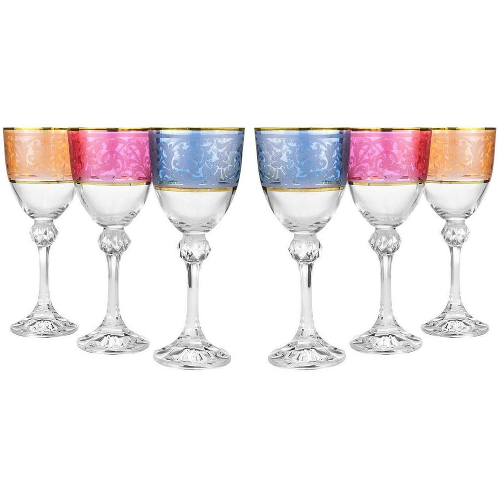 Italian Collection Crystal 15 Oz 'Julia' Multi Colored Wine Goblet