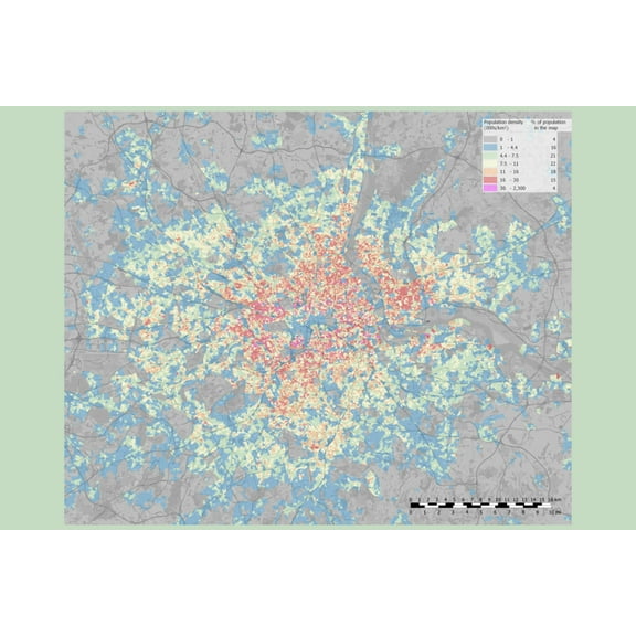 24x36 gallery poster, Population density map