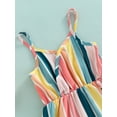 thumbnail image 5 of Bagilaanoe Toddler Kid Baby Girl Summer Dress Sleeveless Spaghetti Straps Ruffle Casual Dress 1T 2T 3T 4T 5T 6T Contrast Color Stripe Halter Sundress, 5 of 9