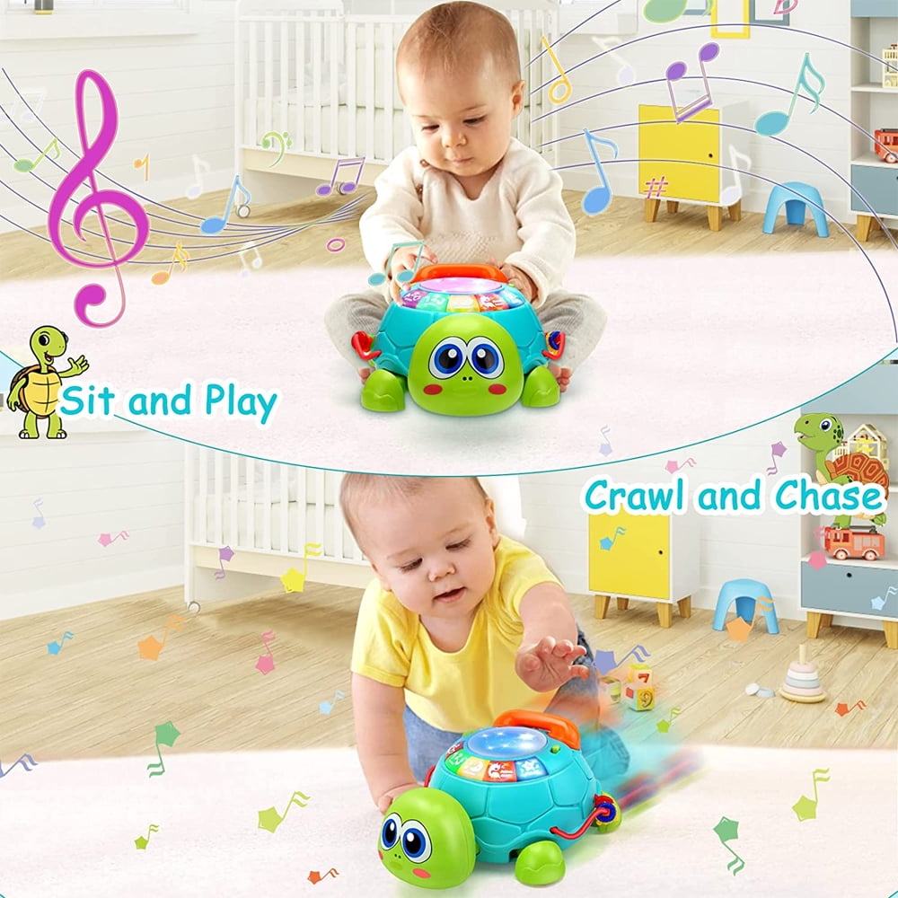 MesaSe Musical Turtle Baby Tummy Time Infant Crawling Toy Boys Girls Development Toy, Baby Gifts for 1-2 Yr Toddler Easter Christmas