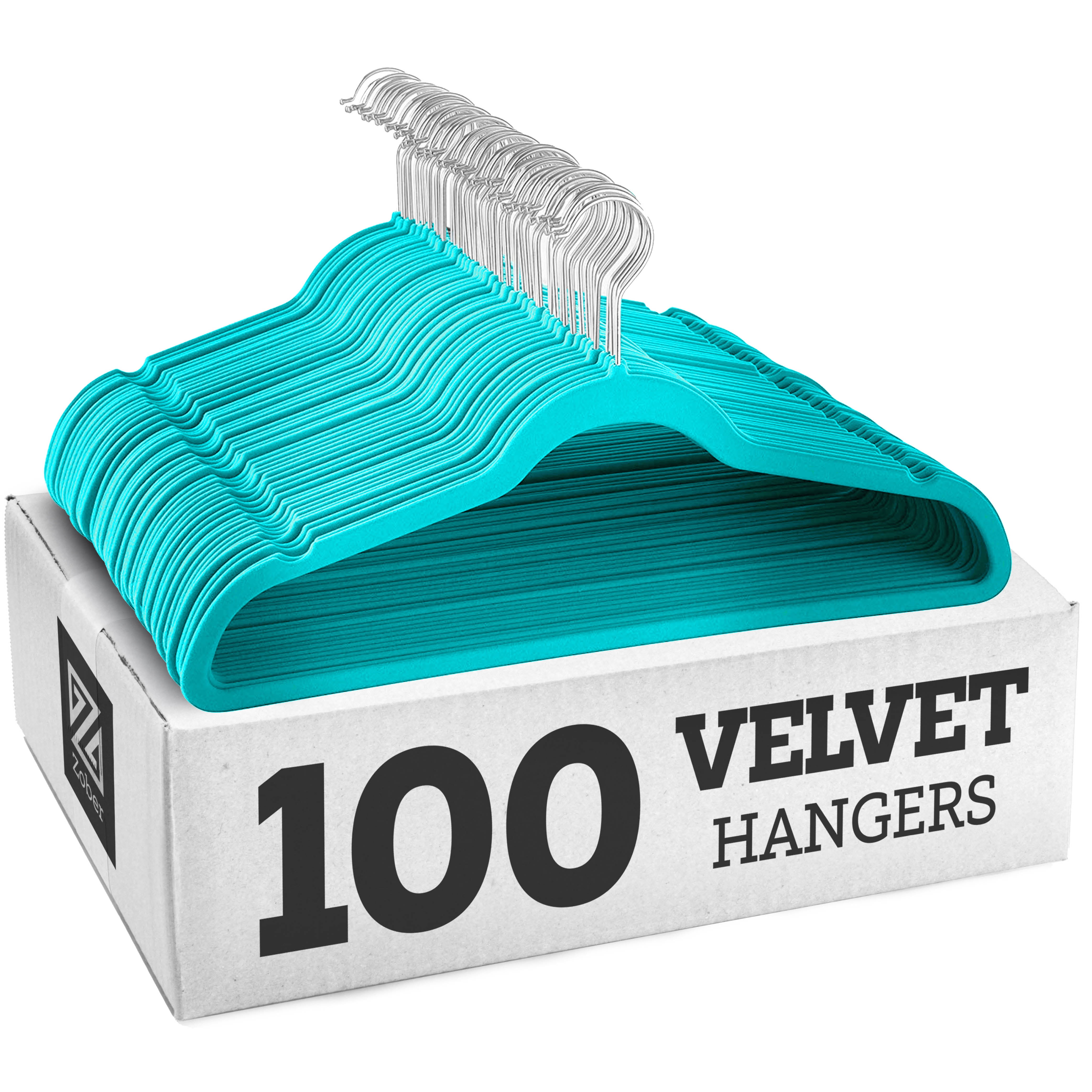 Kids Velvet Hangers Zober Premium Quality Space Saving Strong and Durable 360 Degree Chrome Swivel Hook Ultra Thin Non Slip Junior Hangers - 50 pack Ivory