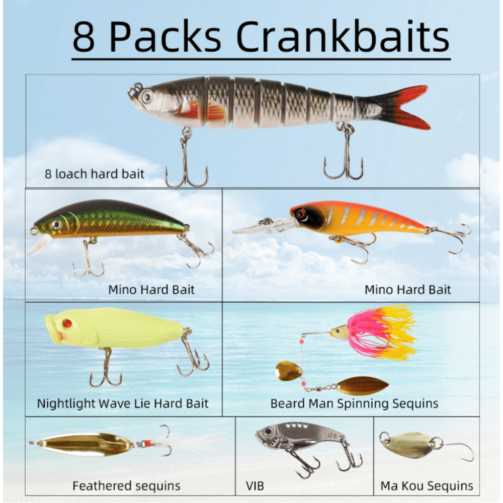 Salange 94pcs Fishing Lure Tackle Kit,Includes VIBs, Frogs, Minnows, Soft Baits, Hooks & Weights ,Freshwater Lure Set for Bass, Walleye, Trout Complete Tackle Box with Accessories