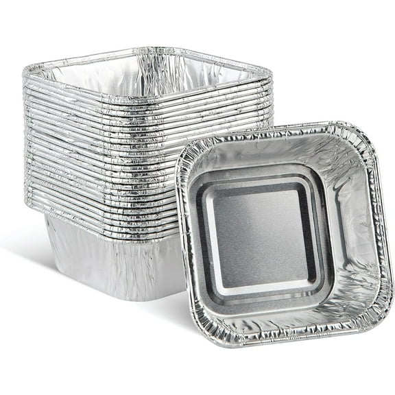 PLASTICPRO Aluminum Foil Baking Pans 3" x 3" x 2" Square Tin Foil Cake Pan for Ovens