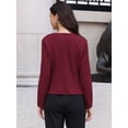 thumbnail image 3 of DARING DIVA Women's Collarless Business Outfits Open Front Suit Blazer XL Burgundy, 3 of 6
