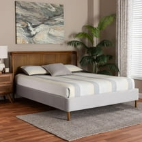 Baxton Studio Harrell Mid-Century Platform Bed, Queen, Walnut Brown