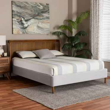 Baxton Studio Harrell Mid-Century Platform Bed, Queen, Walnut Brown