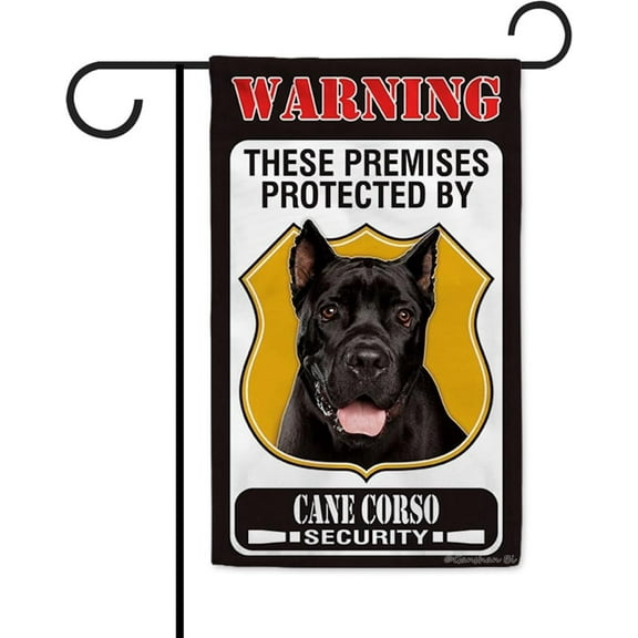 These Premises Protected by Cane Corso Garden Flag Dog Warning Sign Banner for Outdoor Yard Farmhouse 12.5X18 Inch Double Side
