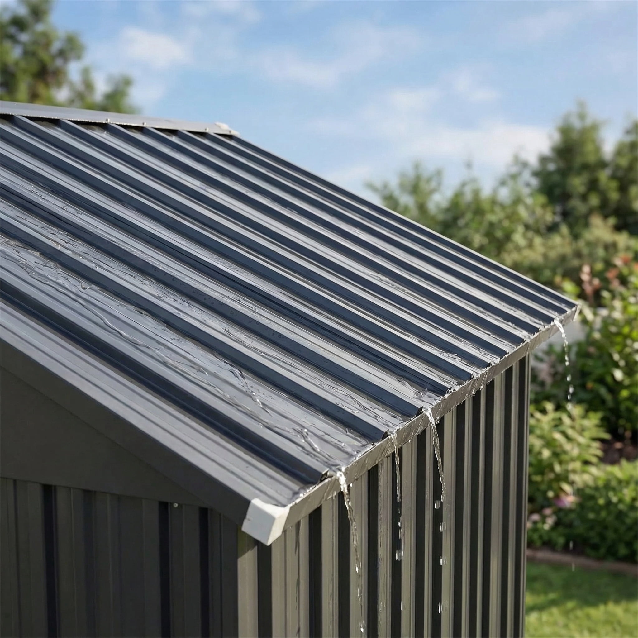 Lofka 8x6 FT Dark Gray Metal Garden Shed | Weatherproof Outdoor Storage with Lockable Doors