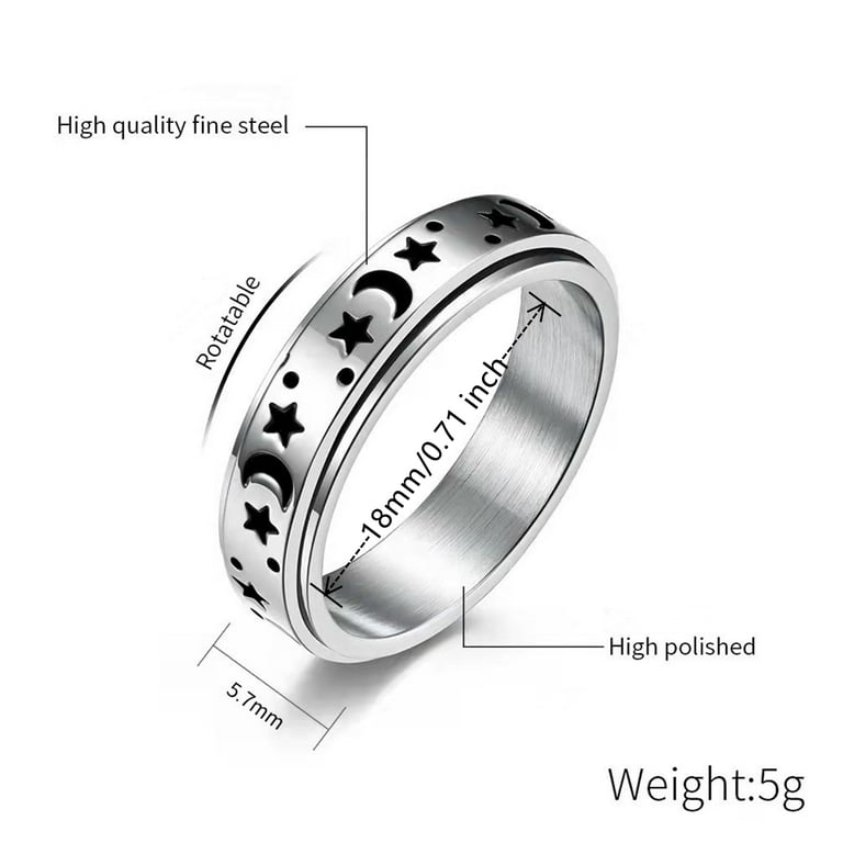 Spinner Ring Anxiety Rings Fidget Ring for Men and Women Size 8