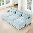thumbnail image 2 of Newest Modular Green Chenille 3-Seater Sofa - Adjustable Backrest, High-Resilient Sponge & Removable Ottoman for Home Office/Small Rooms, 2 of 10