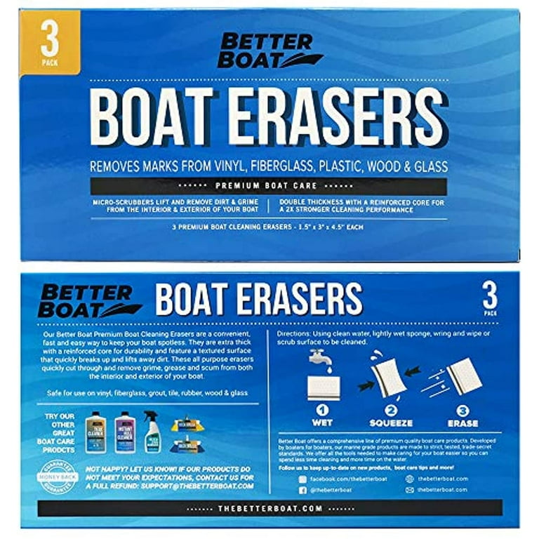 RainierSupplyCo Boat Scuff Eraser 3-Pack - Magic Sponges For Cleaning Vinyl Seats, Hulls, & Fiberglass, Chemical-Free