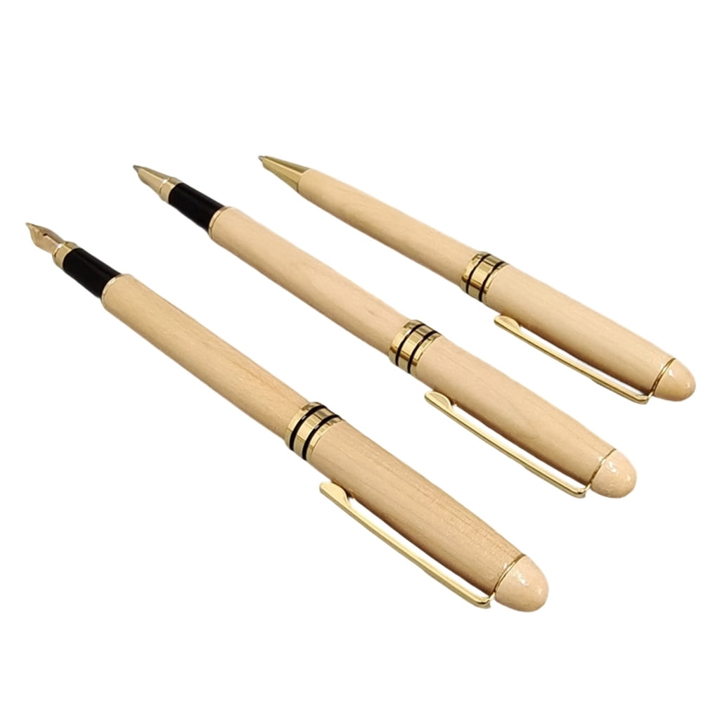 Wood Pen Gifting Pen Box Set Calligraphy Pen with Metal Tip Wood Ballpoint Pen Wood Piston Filled Fountain Pen